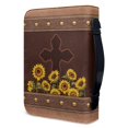 thumbnail image 3 of HELLHERO Sunflower PU Leather Bible Cover, Large Capacity Zipper Bible Carrier with Handle, for Church Prayer and Daily Study, 3 of 12