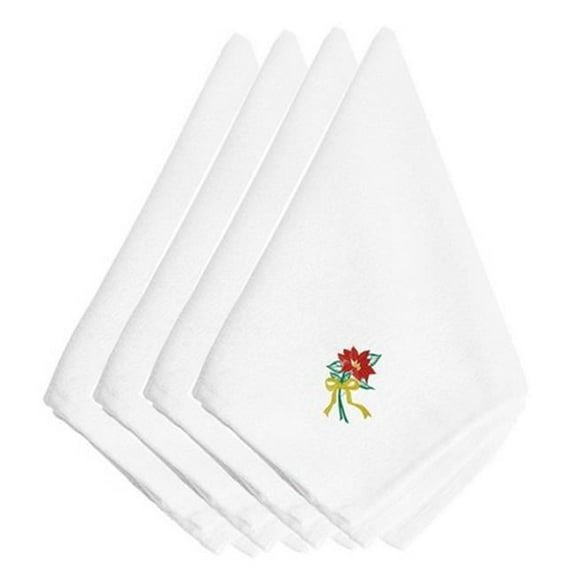 Carolines Treasures  Christmas Poinsettia Embroidered Napkins