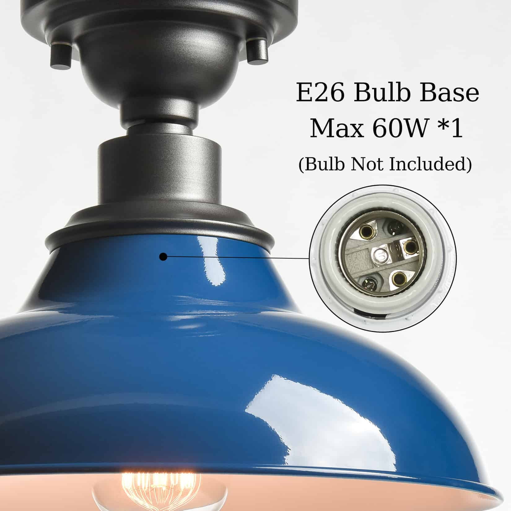 Claxy 12" Dark Blue Semi Flush Mount Barn Ceiling Light Fixture