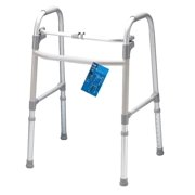 Carex Aluminium Single-Button Folding Walker, Height Adjustable, 300 lb Weight Capacity