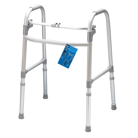 Carex Aluminium Single-Button Folding Walker, Height Adjustable, 300 lb Weight Capacity