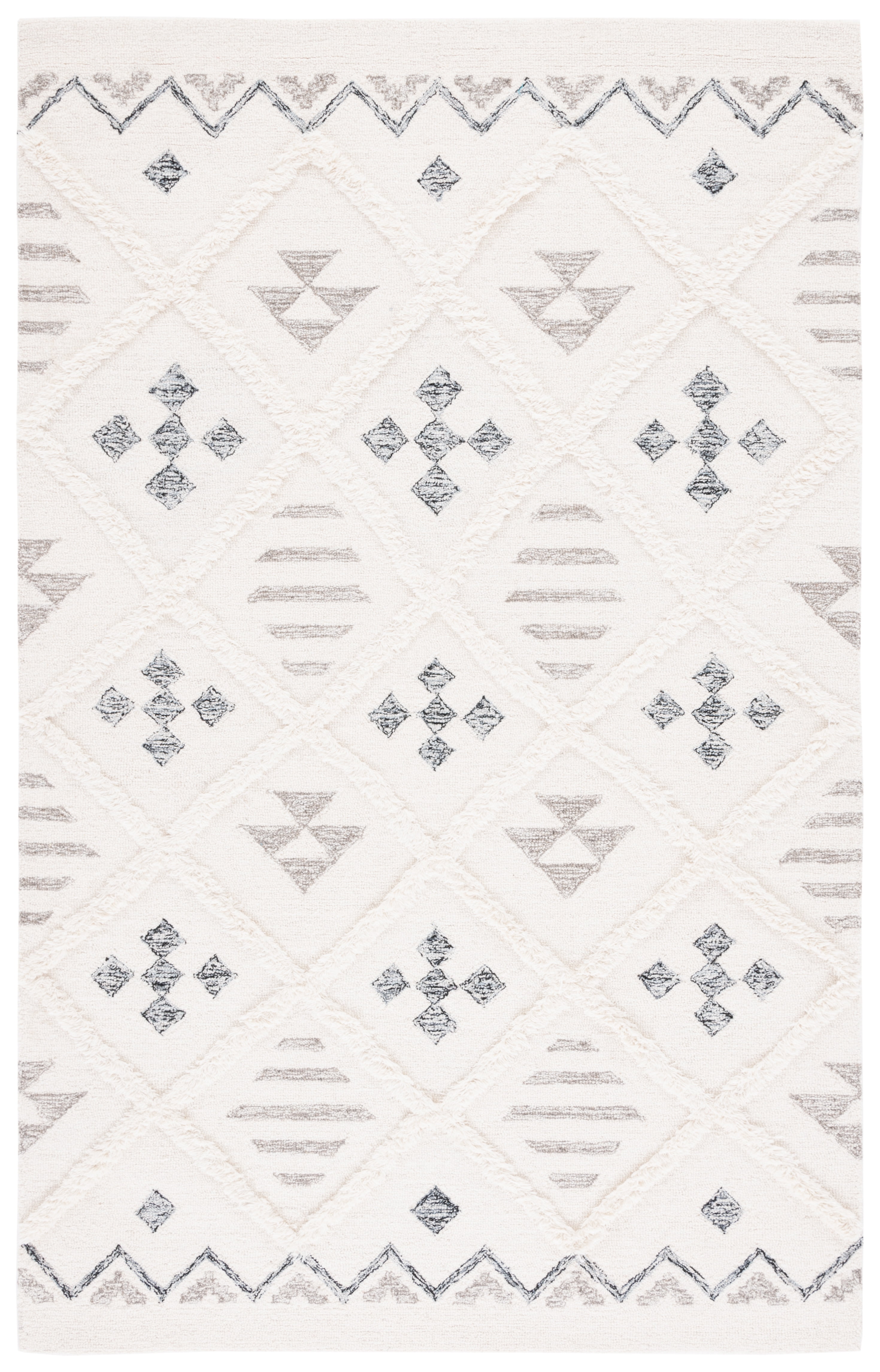 SAFAVIEH Casablanca Loew Diamond Area Rug, Ivory/Black, 5' x 8'