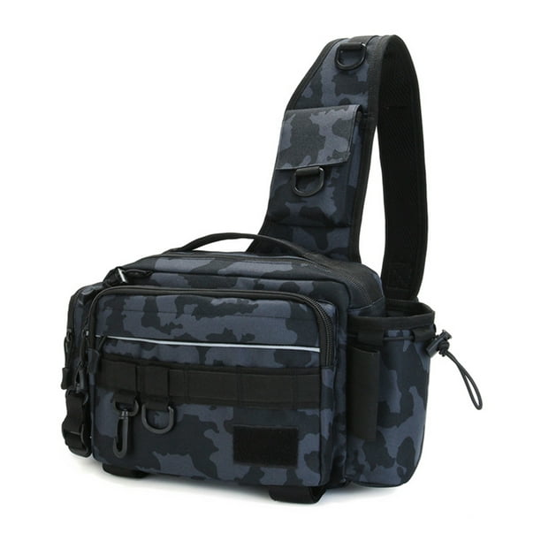 Multifunctional Fishing Tackle Bag Outdoor -resistant Fishing Sling Pack  Waist Bag Reel Lure Storage Organizer Bag 