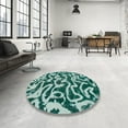 thumbnail image 3 of Ahgly Company Indoor Round Abstract Teal Green Abstract Area Rugs, 7' Round, 3 of 6