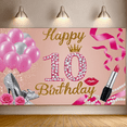 thumbnail image 2 of 10th Birthday Banner Backdrop Decorations for Girls 10 Year Old Birthday Party Poster Rose Gold Ten Birthday Photo Sign Props, 2 of 4