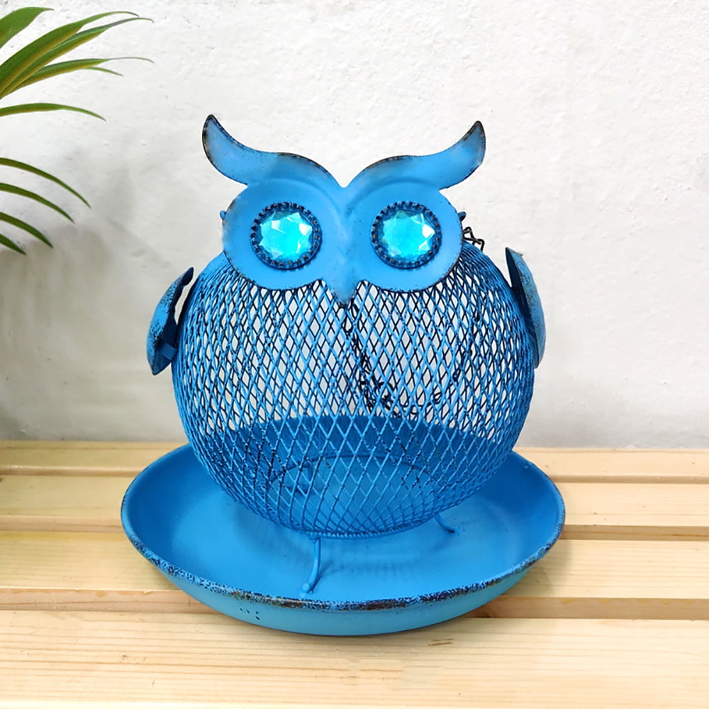 Solar Owl Shape Bird Feeder for Outdoors Hanging Bring Metal Openwork Bird Feeder Yard Outdoor Gardening Yard Pathway Decoration Home Decor
