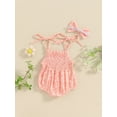 thumbnail image 4 of Suealasg Newborn Baby Girls Bodysuit Sleeveless Tie-Up Spaghetti Straps Floral Print Romper One-piece Jumpsuit +Headband 3M 6M 12M 18M Infant Summer Clothes Set, 4 of 8