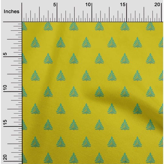 oneOone Organic Cotton Poplin Twill Fabric Floral Block Printed Fabric 1 Yard 42 Inch Wide