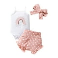 thumbnail image 3 of Summer Baby Girl Rainbow Embroidered Camisole Romper Polka Dot Shorts 3Pcs Clothes Outfit Kids Girl Beach Casual Set, 3 of 8