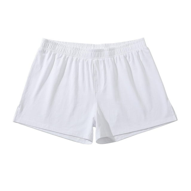 Kovlvoll Mens Shorts Cotton Lightweight Solid Color Elastic Waisted Comfy Solid Color Loungewear Shorts