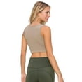 thumbnail image 3 of Women’s Ribbed Cropped Tank Top - High Neck -Camel, ML, 3 of 5