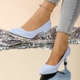 thumbnail image 2 of Modisza Women's Dress Low Heel Pumps Shoes Comfortable Walking Slip on Work Sandals Summer Pointed Toe Heeled Stiletto Blue size 7.5, 2 of 6
