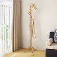 thumbnail image 2 of Costway Wooden Coat Rack Entryway Hall Tree 2 Heights w/ 11 Hooks Oak, 2 of 9