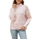 thumbnail image 3 of Suéter de Punto Holgado con Cuello Alto y Corazón para Mujer, Larga, Ideal para Otoño e Invierno Rosa S, 3 of 10