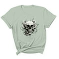 thumbnail image 4 of Sexlip Womens Swimsuit Set Floral Skull Print Cover Up Design Crew Neck Short Sleeve Loose Silhouette Lightweight Fabric for Beach Vacations Green XL, 4 of 4