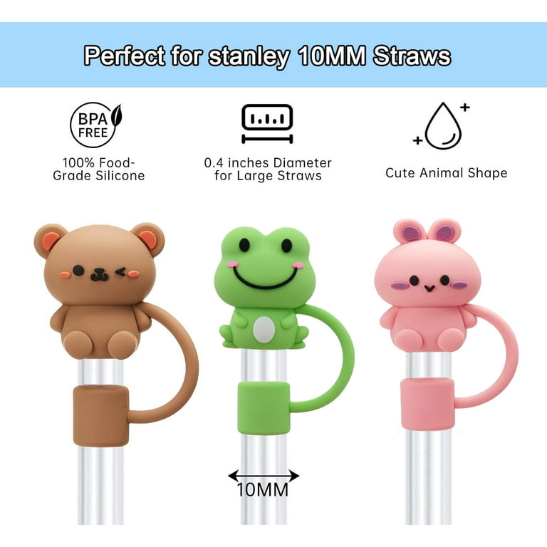 Cute Sea Animal Straw Covers For Stanley Cup - Silicone Dust Caps For 30 & 40 Oz Tumblers, Fits 10mm Straws (Shell Design)