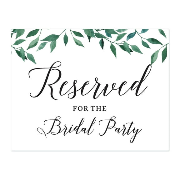 Koyal Wholesale Wedding Party Signs, Natural Greenery, Reserved for the Bridal Party, 1-Pack
