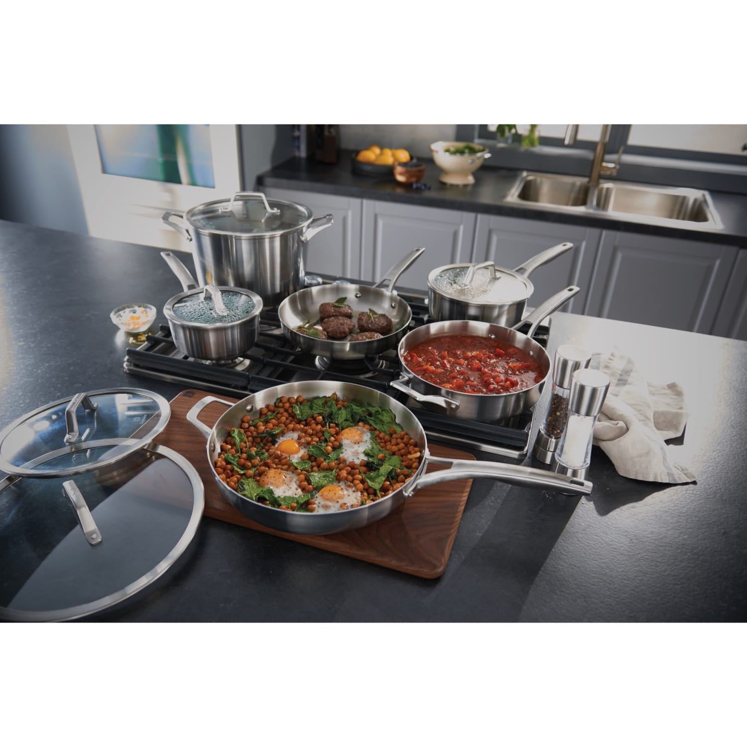Calphalon Premier Stainless Steel Cookware Set, 11-Piece Set