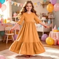 thumbnail image 6 of Trikvn Girls Maxi Dress Short Sleeve Ruffle Tiered Long Dresses with Side Pockets Casual Summer Loose Fit Flowy Sundress for Kids Beach Vacation Holiday Wear, 6 of 7