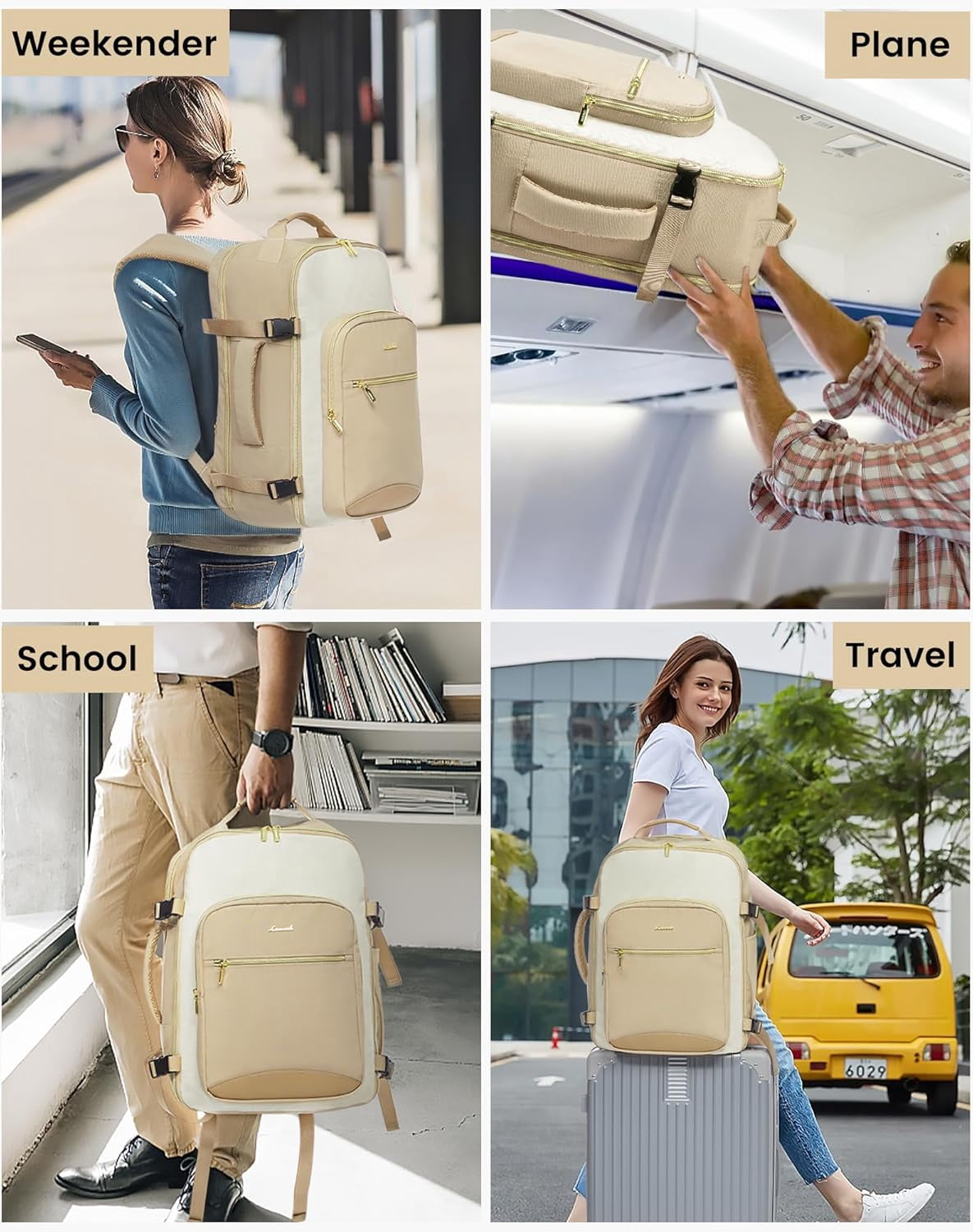 LOVEVOOK Large Travel Backpack for Women & Men, 40L Carry on Backpack for Airplanes, TSA Personal Item Travel Bag fits 17" Laptop, Waterproof Travel Essentials Airline Approved with 3 Packing Cubes
