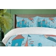 thumbnail image 4 of Ambesonne Mermaid Duvet Cover Sets, Cartoon Castle Corals, 2-King, Teal Orange, 4 of 7
