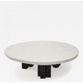 thumbnail image 4 of Artisan Bone Inlay Coffee Table – Ivory Mosaic Surface with Black Column Legs, Jeanneret-Inspired Form, 4 of 5