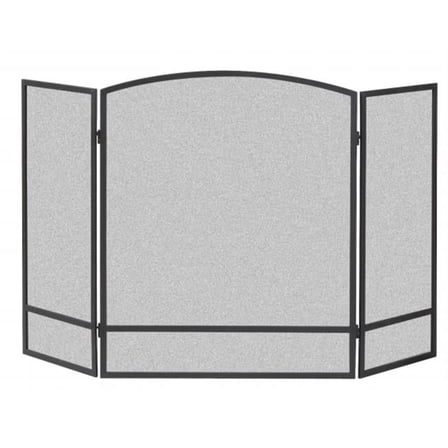 3-Panel Arch Screen with Double Bar for Fireplace, Black