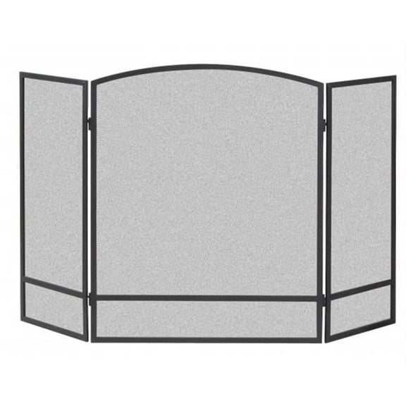 3-Panel Arch Screen with Double Bar for Fireplace, Black