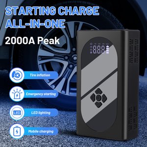 IFANLANDOR Car Jump Starter with Tire Inflator and for Car Use Black ABS PC 12V