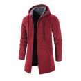 thumbnail image 3 of Yukirtiq Cárdigan con capucha para hombre, ala larga, cremallera abierta, forro polar, cárdigan de invierno, corte ajustado, 3 of 3