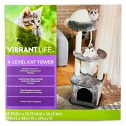 Vibrant Life 39.4" High 4-Level Cat Tree Tower with Condo and Sisal Post, Grey