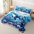 thumbnail image 3 of spefrowx Marine Orca Twin Quilt Set for Boys Girls, Blue Vibrant Coral Reef Twin Coverlet Set, 2 Pieces, 3 of 7