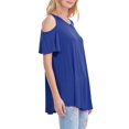 thumbnail image 2 of KOGMO Womens Cold Shoulder Short Ruffle Sleeve Tunic Top, 2 of 4