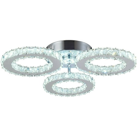 

Modern LED Crystal Chandeliers 3 Rings Ceiling Lamp Fixture Pendant Light