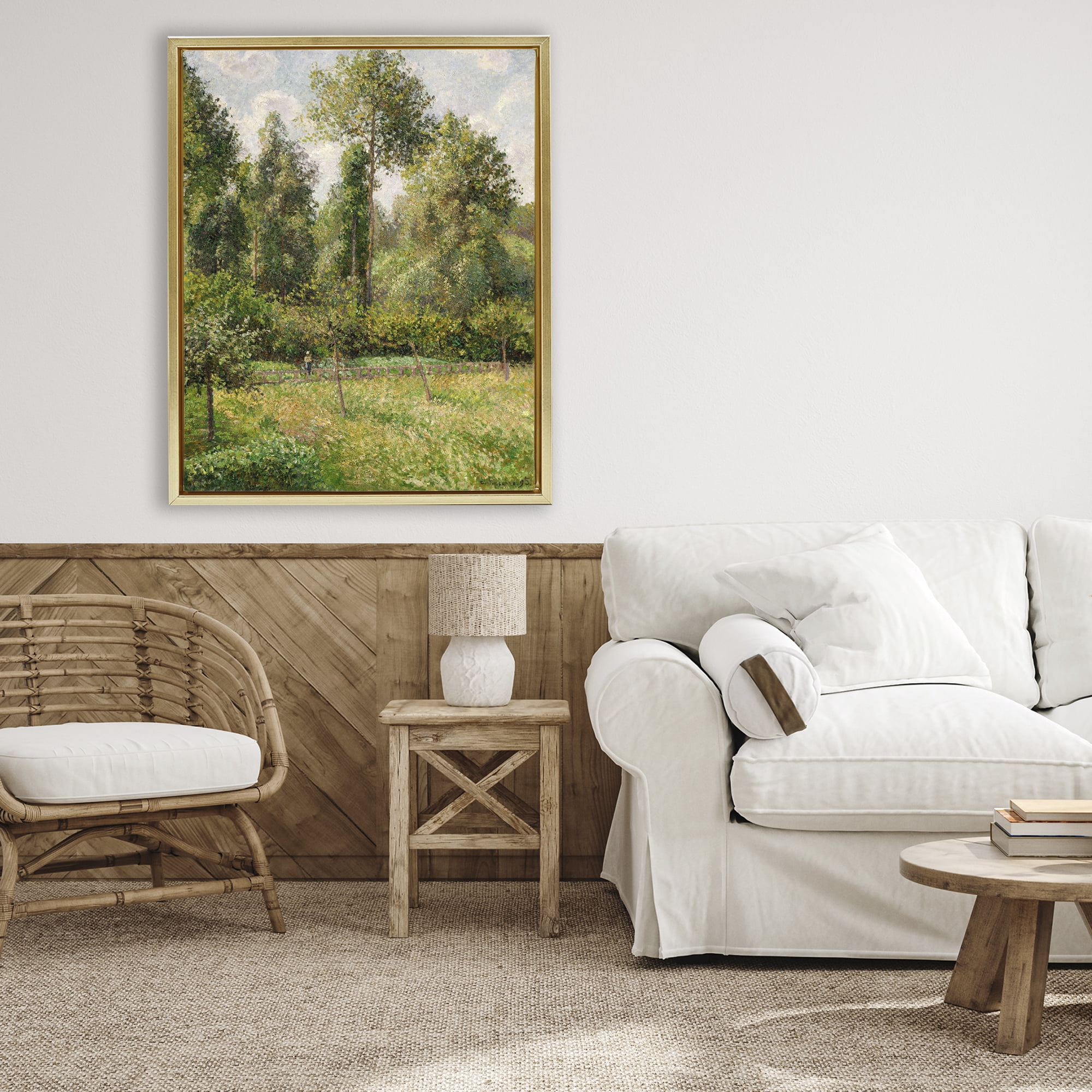 Stupell Industries Poplars Classic Landscape Gold Framed Floater Canvas Wall Art, design by Camille Pissarro