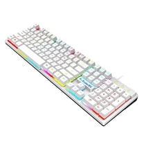 GJX Backlit Full-Size Wired RGB Gaming Keyboard, White