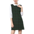 thumbnail image 4 of MODA NOVA Junior's Contrast Peter Pan Collar Long Sleeve Check Shift Dress, 4 of 5