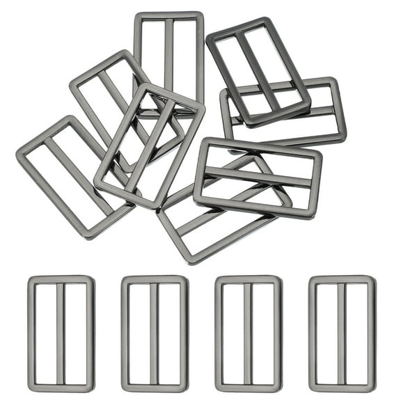8pcs Flat Metal Slide Buckle, 1.5" Zinc Alloy Adjustable Buckles, Webbing Strap Fastener Tri Glide Adjuster Slider for Bags Backpack Purse Belts, Gun Black