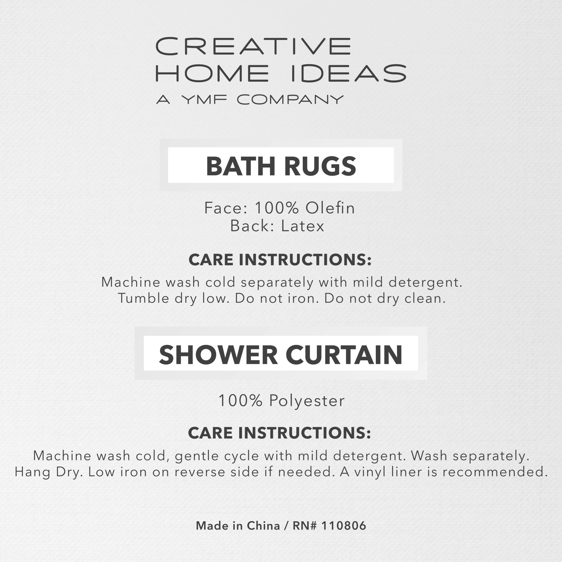 CHI Vintage Floral Shower Curtain with Hooks and Rugs Modern Washable 72" W x 72" L 15-Piece Set