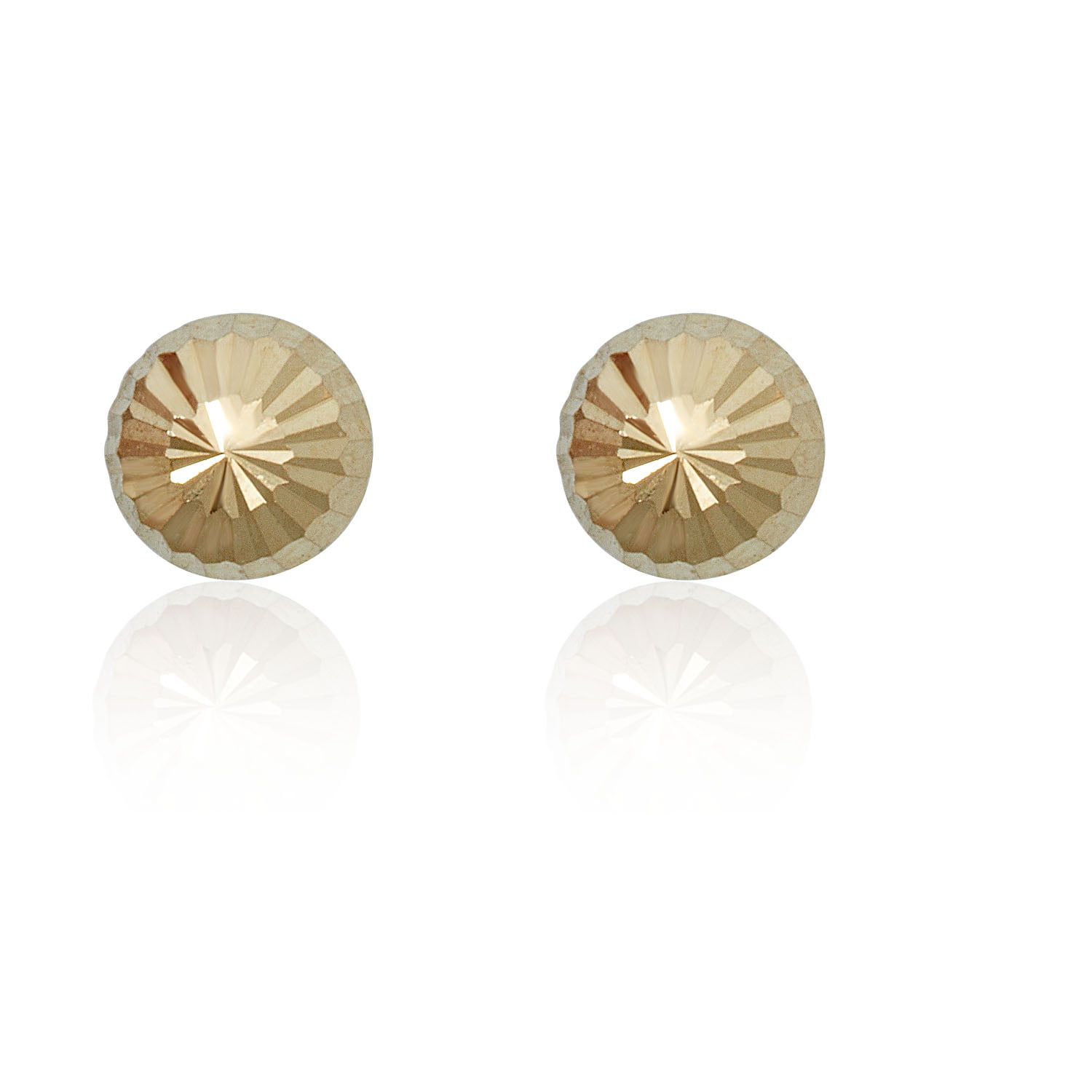 14k Yellow Gold Diamond Cut Ball Stud Earrings 