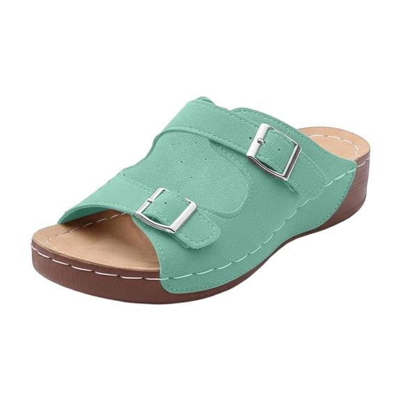 Viluyesy Womens Slide Sandals, Soft Sole Slip-On Wide Width 2026 Ladies Summer Comfortable Shoes Green US8.5