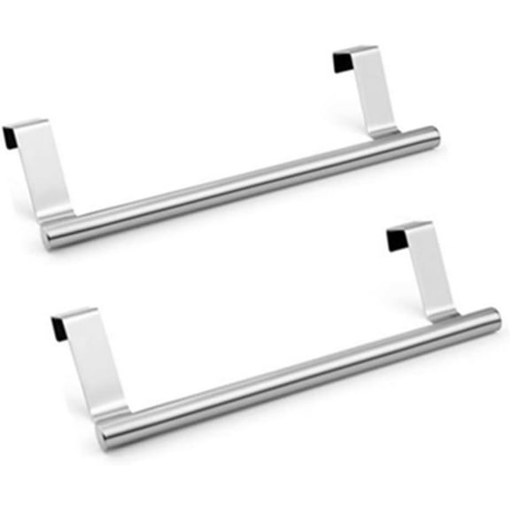 2pcs Stainless Steel Over Door Towel Rack, Over Kitchen Cabinet Door Towel Bar Holder for Hand,Door Towel Racks with Hooks for bathrooms and Kitchens