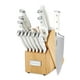 thumbnail image 1 of Cuisinart Juego de cuchillos con bloque de 15 piezas, acero inoxidable con alto contenido de carbono, triple remache forjado, blanco, C77WTR-15P, 1 of 5