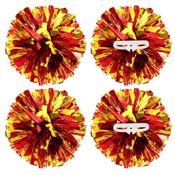 Uxcell Pompones metálicos para animación con anillos de mango, ideales para el espíritu del equipo, deportes, danza y animación en rojo y dorado