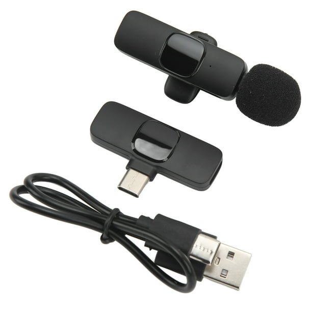 Micrófono de solapa inalámbrico con corte de ruido inteligente, emparejamiento automático, micrófono compacto para transmisión en vivo, juegos, teléfono 1