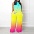 thumbnail image 2 of Dyegold Jumpsuits for Women Casual, Women Wide Leg Jumpsuit Casual Wild Leg Overalls Gradient Ombre Halter Neck Sleeveless Rompers Playsuit With Pockets, 2 of 5