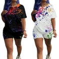 thumbnail image 4 of Women’s “White Splash” Tie Dye Shorts Set (Large 10-12), 4 of 6