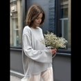 thumbnail image 4 of Suéteres de Verano Informales, Holgados, 100% Algodón, con Cuello Redondo, Espalda Descubierta y Sudaderas Oversize para Mujer 2025 Gris L, 4 of 10