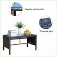 thumbnail image 2 of Outdoor Patio Coffee Table | Mesa de Centro | Modern Tan Brown Wicker, Clear Tempered Glass, Backyard | Rattan | Table Shape:Rectangle, 2 of 17