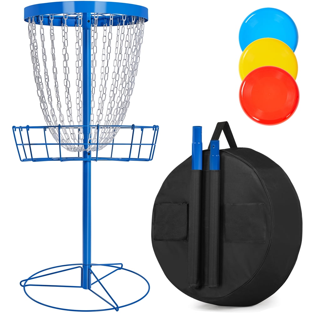 Yaheetech 24Chain Portable Disc Golf Basket W/ Carrying Bag, Blue